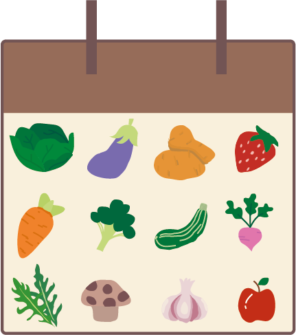 illustratie van kalender met groenten en fruit